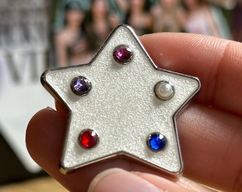 Temple Door Star Pin | Steven universe inspired 3d rhinestone gems pearl lapis lazuli amethyst rose quart garnet ruby sapphire enamel