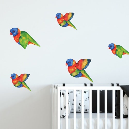 Flying Rainbow Lorikeet Birds Removable Fabric Wall Stickers - Etsy