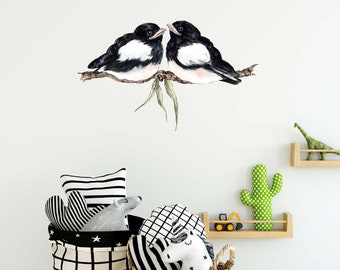 Autocollant mural en tissu amovible Magpie pour la décoration de chambre ou de pépinière