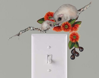 Possum Removable Fabric Wall Sticker for around Light Switch Decor