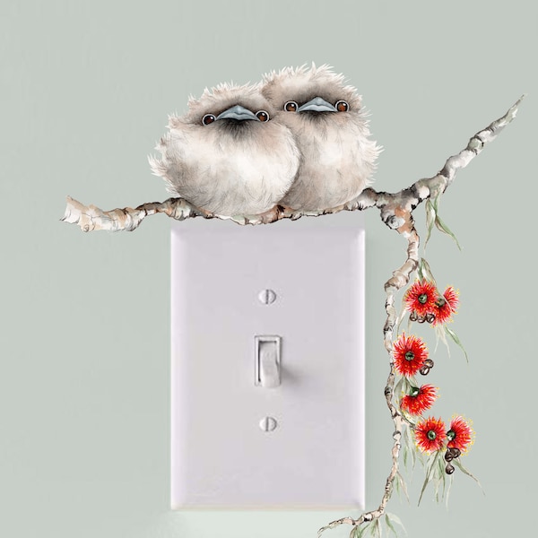 Naklejka ścienna z tkaniny Tawny Frogmouth do zdejmowania wokół przełącznika światła