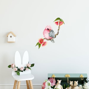 Galah Single on Branch Removable Fabric Wall Sticker for Room Decoration