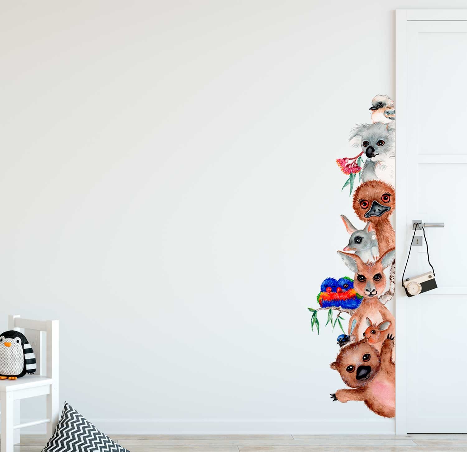 Peeking Aussie Animals Removable Fabric Watercolour Wall Sticker for Bedroom or Nursery Decoration