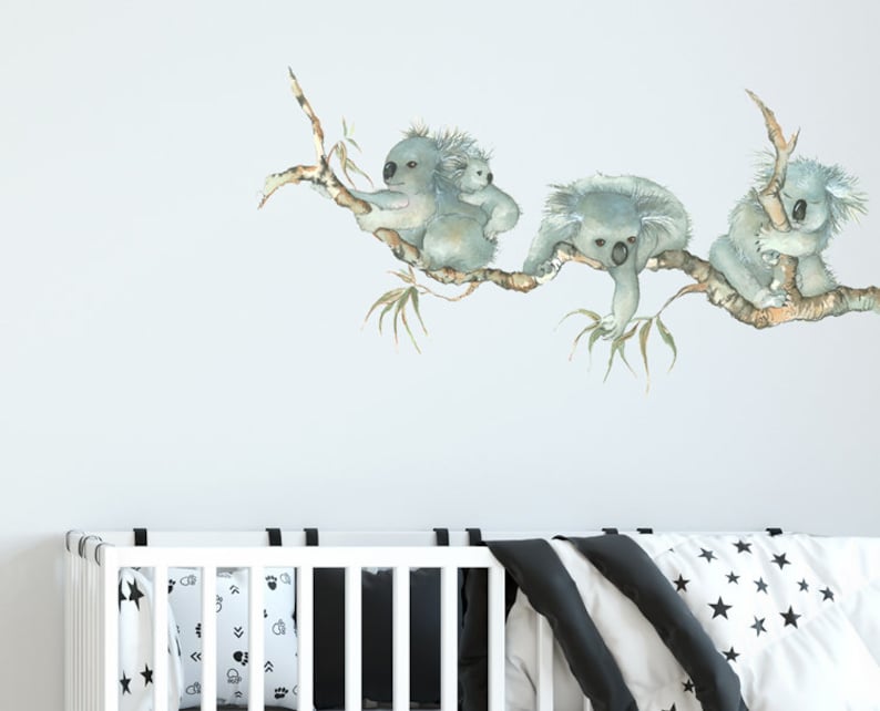 Koala on a Branch Removable Fabric Wall Sticker for Bedroom or Nursery ...