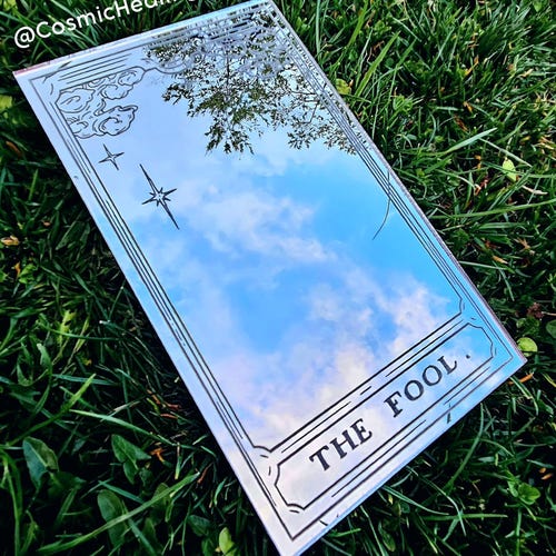 Miroir tarot acrylique petit, moyen, grand - Voir la description - Arcanes majeurs gravés au laser Décoration murale Cadeau Spiritualité Astrologie Sorcière Magie