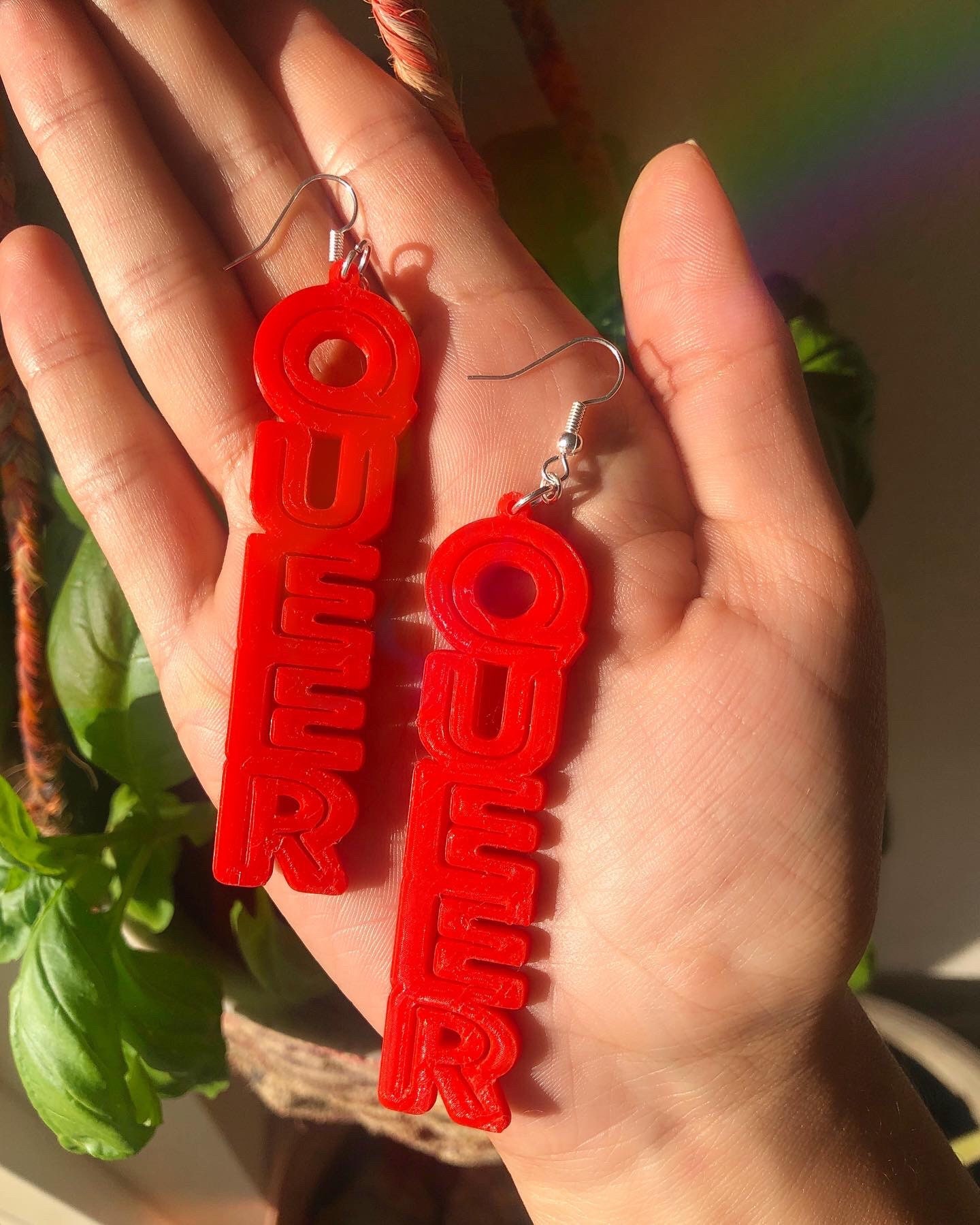 Queer Earrings 3D Printed Plant-Based PLA Plastic Made to Order Diffe…