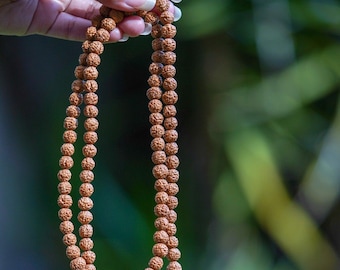 100% Genuine Rudraksha Mala | 108 Japa Mala made with Natural Rudraksha Seed for Meditation | Shiva Seed Mala for Protection SALE