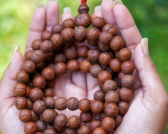 Genuine Bodhi Japa Mala from Nepal | 12mm Antique Dark Mala - Buddhist Prayer Mala for reciting mantra 108 times SALE