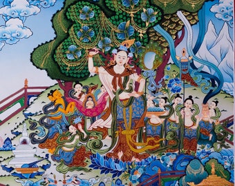 Mayadevi  thangka arts from Nepal - Genuine Hand Painting thangka art - Authentic Nepali Handmade painting