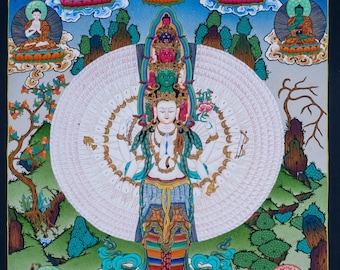 1000 Armed Avalokiteshvara | Lokeshwor Thangka Painting | Handmade Sacred Painting for Meditation and Good Luck