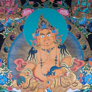 5 DZambala Thangka Painting - Kubera Wrathful deity for wealth and prosperity | Original tibet art