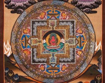 Amitabha Buddha Thangka Painting - Namo Amitabho Buddha | TIbetan Hand Painting from Nepal