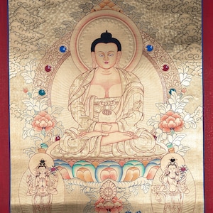 Lyap Amitabha Buddha Thangka Painting | Red Buddha for Long life | Thangka Painting for meditation practice and spiritual gift