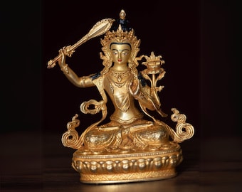 Manjushri Statue from Nepal - Prajnaparmita | Hand made Statue for Meditation or Decoration - Antique looking statue