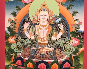 Chenrezig Thangka Painting Hand Made From Nepal for Spiritual - Etsy