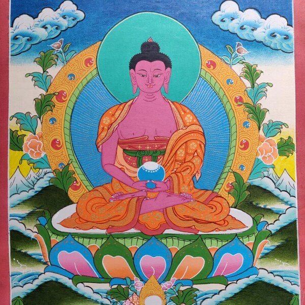 Amitafu Buddha - Namo Amitabho Painting - Thangka from Nepal for dhamma practice