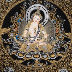 Vajrasattva Thangka | Tibetan Painting of the Deity of Purification, Authentic Himalayan Buddhist Art | Spiritual Home or Altar Decor