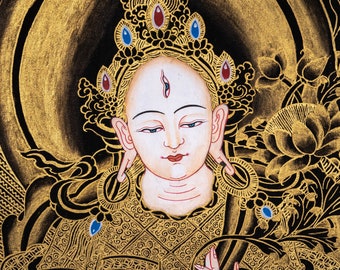 ホワイトターラタンカ チベット美術 | 仏教の神々 ホワイトターラ