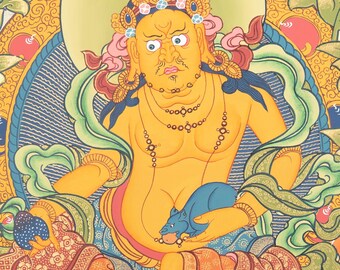手描きのザンバラタンカ｜繁栄を祈願するチベットの富の神々の絵画