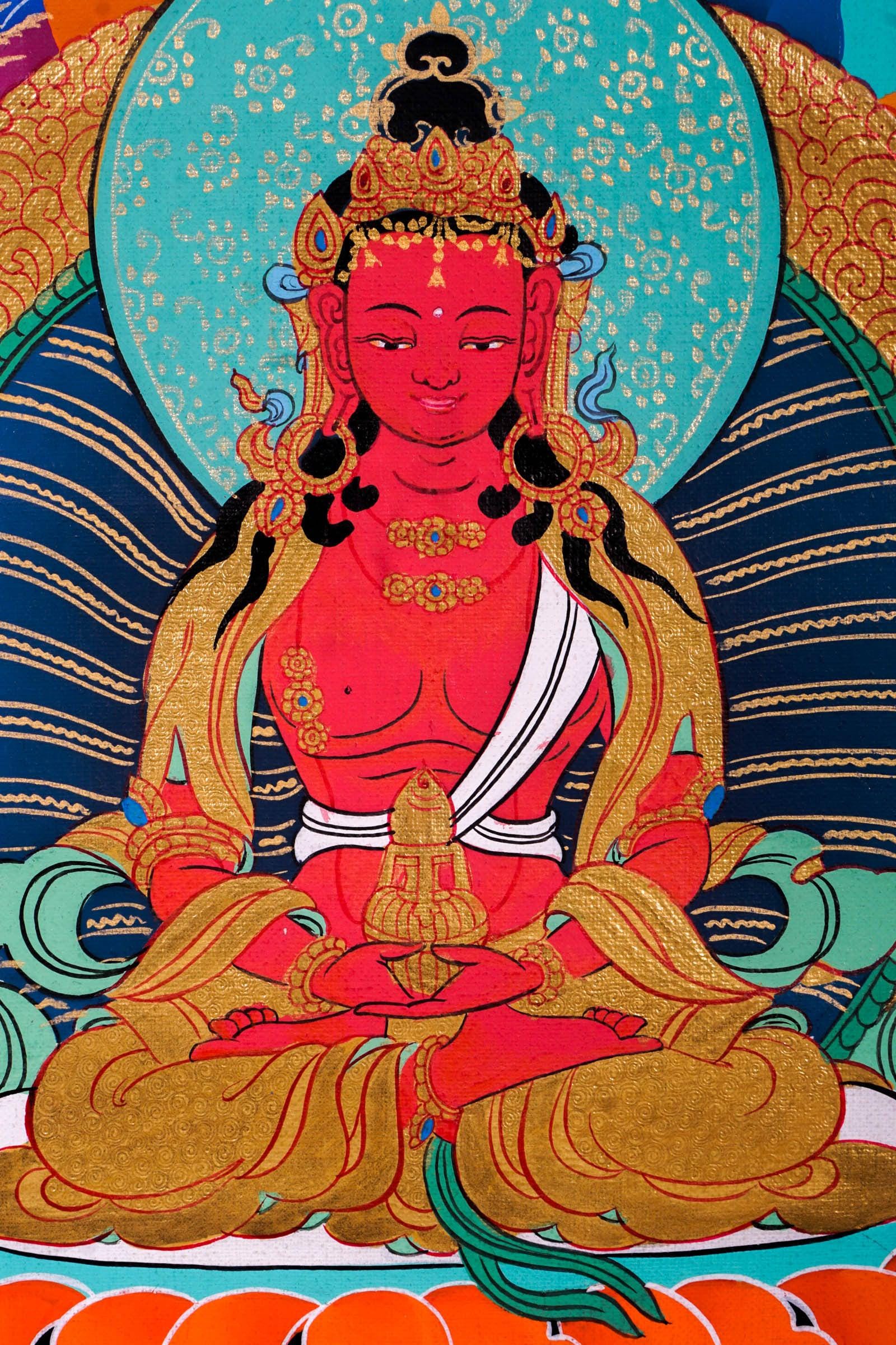 ネパールの白いターラタンカ絵画アート | 健康と精神性のための