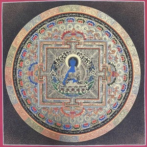 Meditation practice Mandala Thangka | Sacred Tibetan Wall Hanging Decor | Ideal for Meditation and Prayer