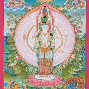 1000-Armed Avalokiteshvara Thangka Painting | Lokeshwor Thangka for Prayer and Meditation