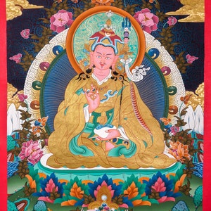 Authentic Painting - Tibetan thangka of Guru Padmasambhava - Fine Quality!