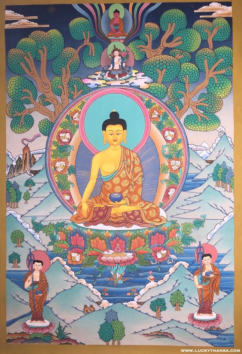 Shakyamuni Buddha Thangka Painting  Large size Buddha Thangka image 0