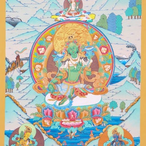 Green Tara Thangka | Authentic Handpainted Tibetan Art for Prayer and Meditation