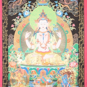 Tibetan Chengresi Thangka | Authentic Painting | Best for Prayer and Wall Decor