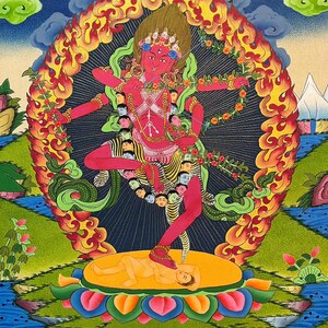 Kurkulla Thangka Painting | Hand-Painted Tibetan Artwork of the Goddess of Love, Power, and Attraction | Sacred Wall Hanging Decor