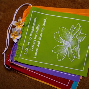 Spiritual Wall Flags | Positivity message | Handmade Tibetan Lungta Flag from Nepal