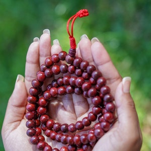 Genuine Rosewood Mala: Natural Wood Prayer Beads - Sacred Jewelry