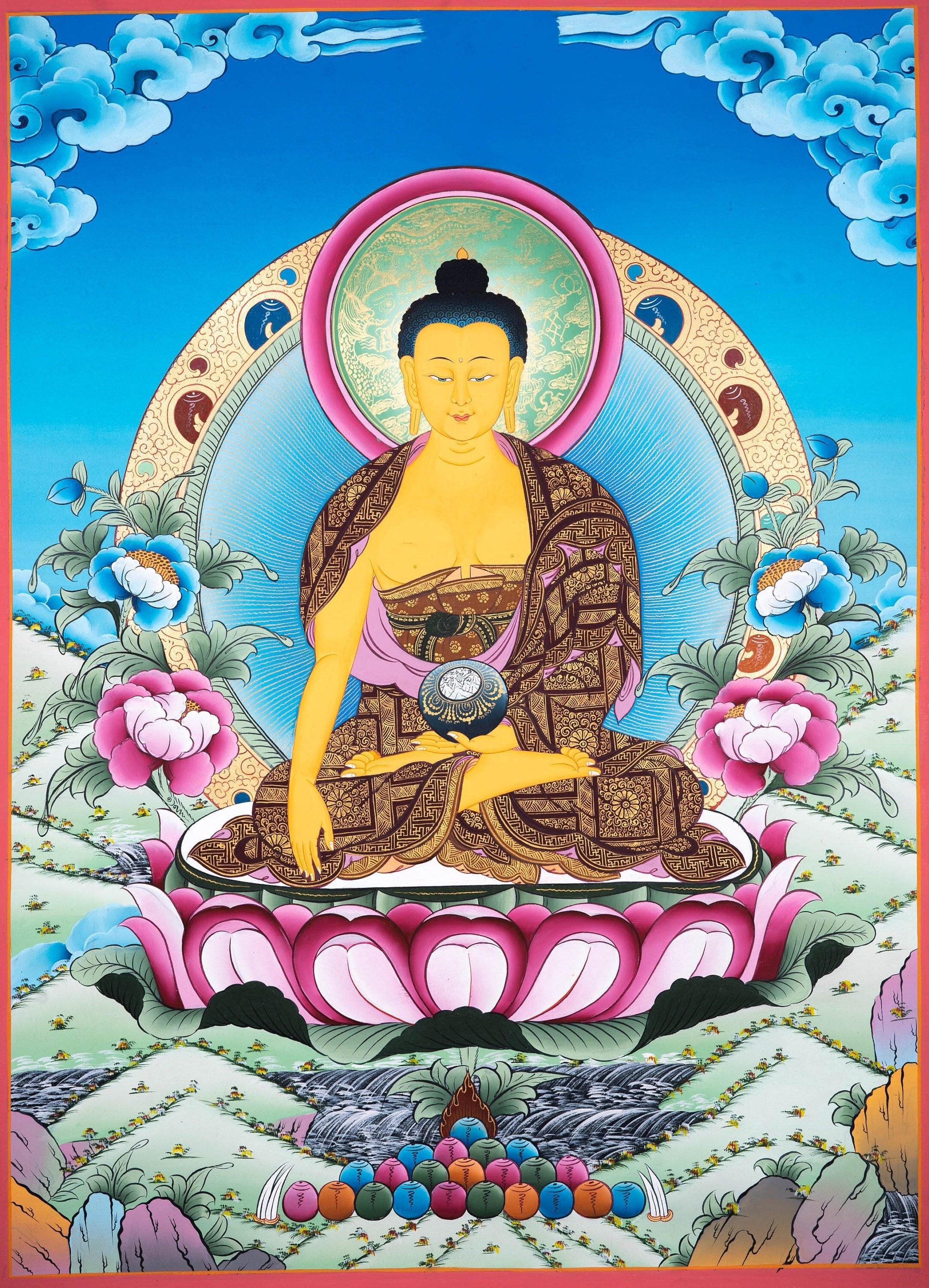 Tibetan Art of Shakyamuni Buddha - Thangka Painting for Home Tibetan Art of Shakyamuni Buddha - Thangka Painting for Home
