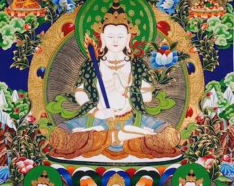 Akash Garva Thangka Painting | Tibetan Buddhist Art For Wisdom, Space, Abundance & Sacred Altar Decor