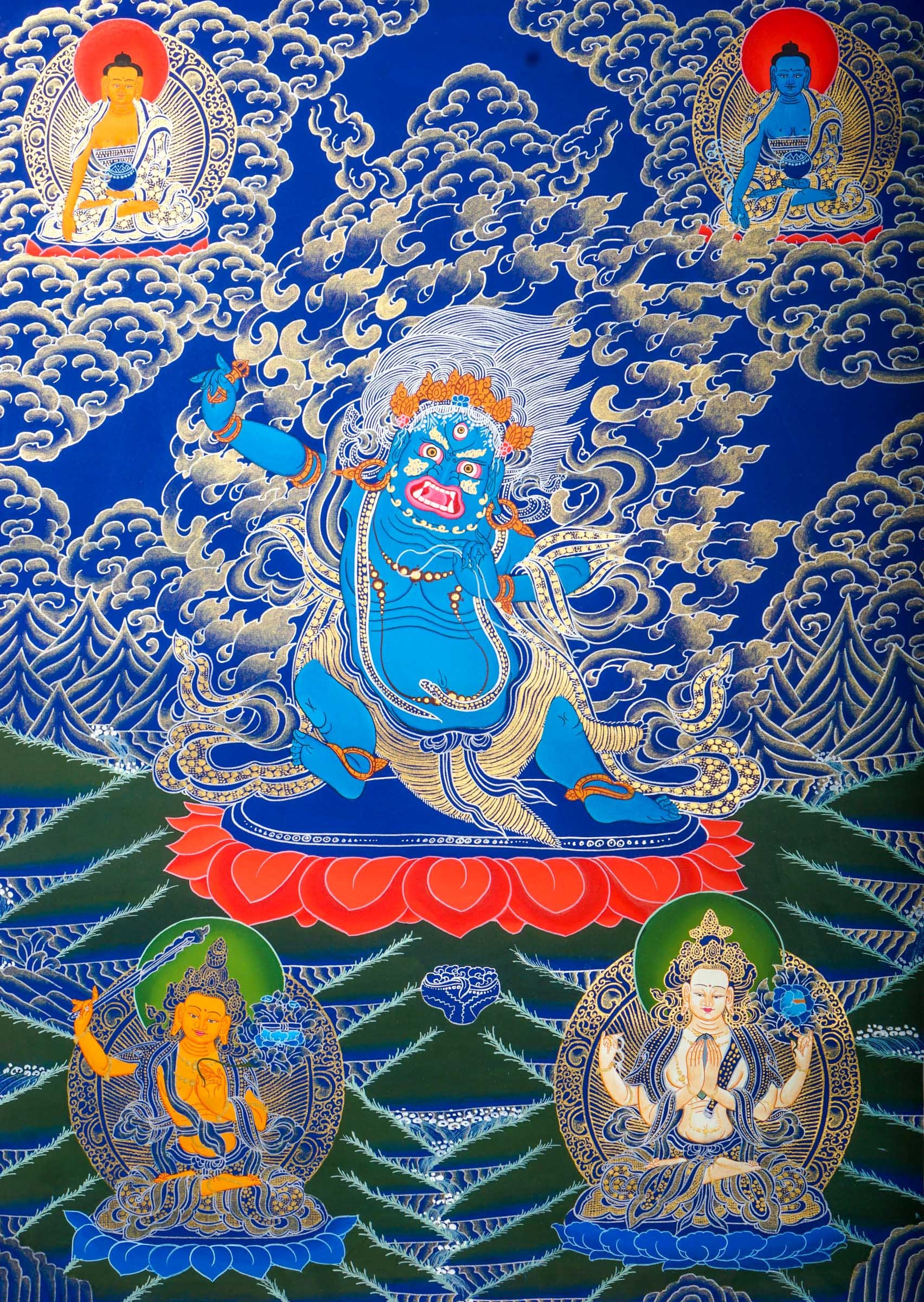 ネパールのヴァジュラパニ タンカ絵画 - 怒りの神タンカ セール - Etsy