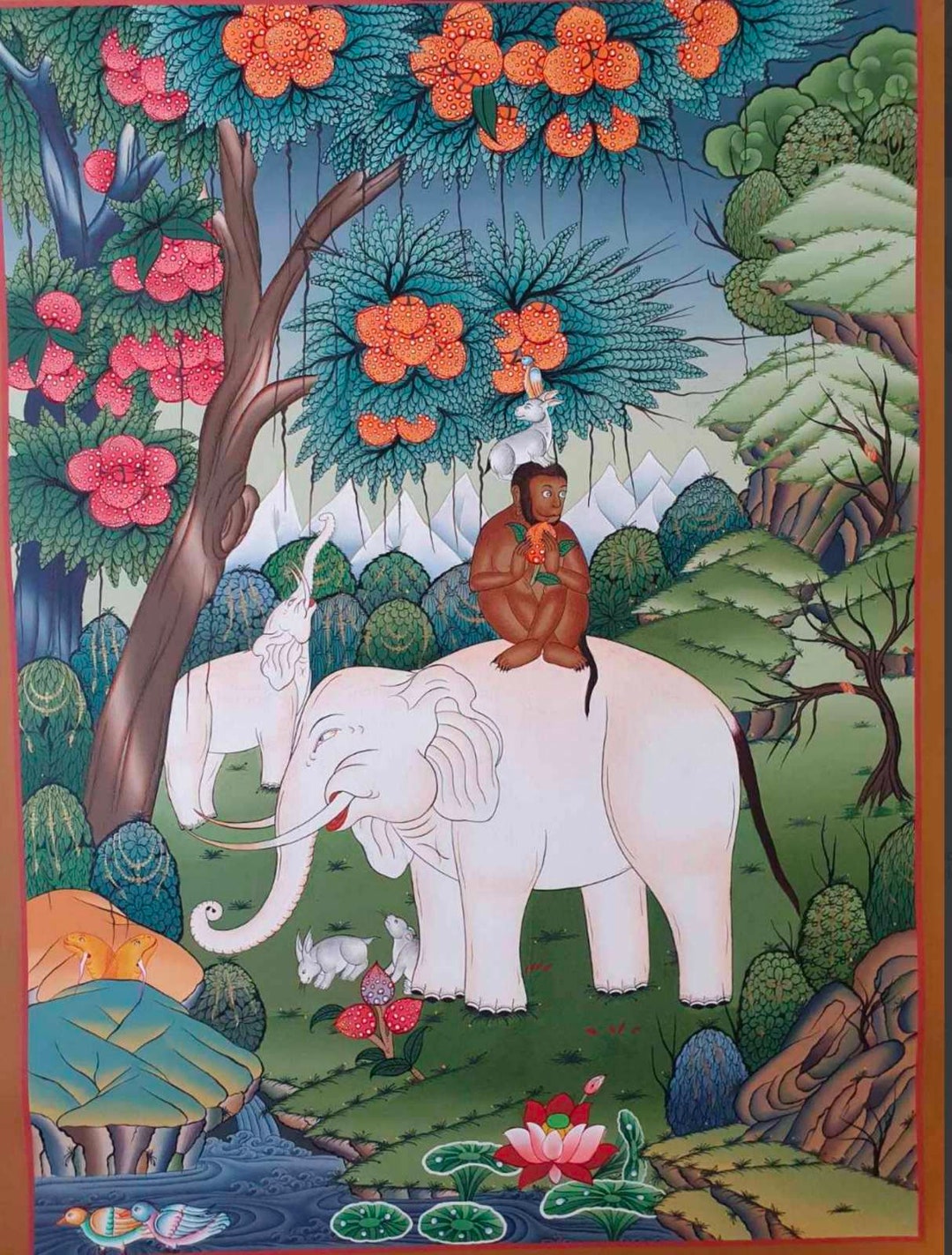 Buddhist Wall Hanging Art the Four Harmonious Friends Etsy