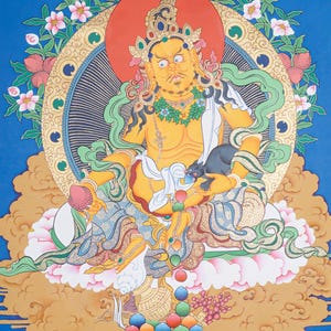 Zambala Thangka Painting | Tibetan Art for Meditation Spaces and Sacred Wall Decor | Best for Prosperity, Abundance, and Spiritual Growth