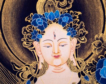 ホワイトターラタンカ チベット美術 | 仏教の神々 ホワイトターラ