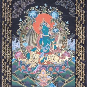 Green Tara Thangka Painting | Buddhist Tibetan Art | Best for Meditation and Spirituality
