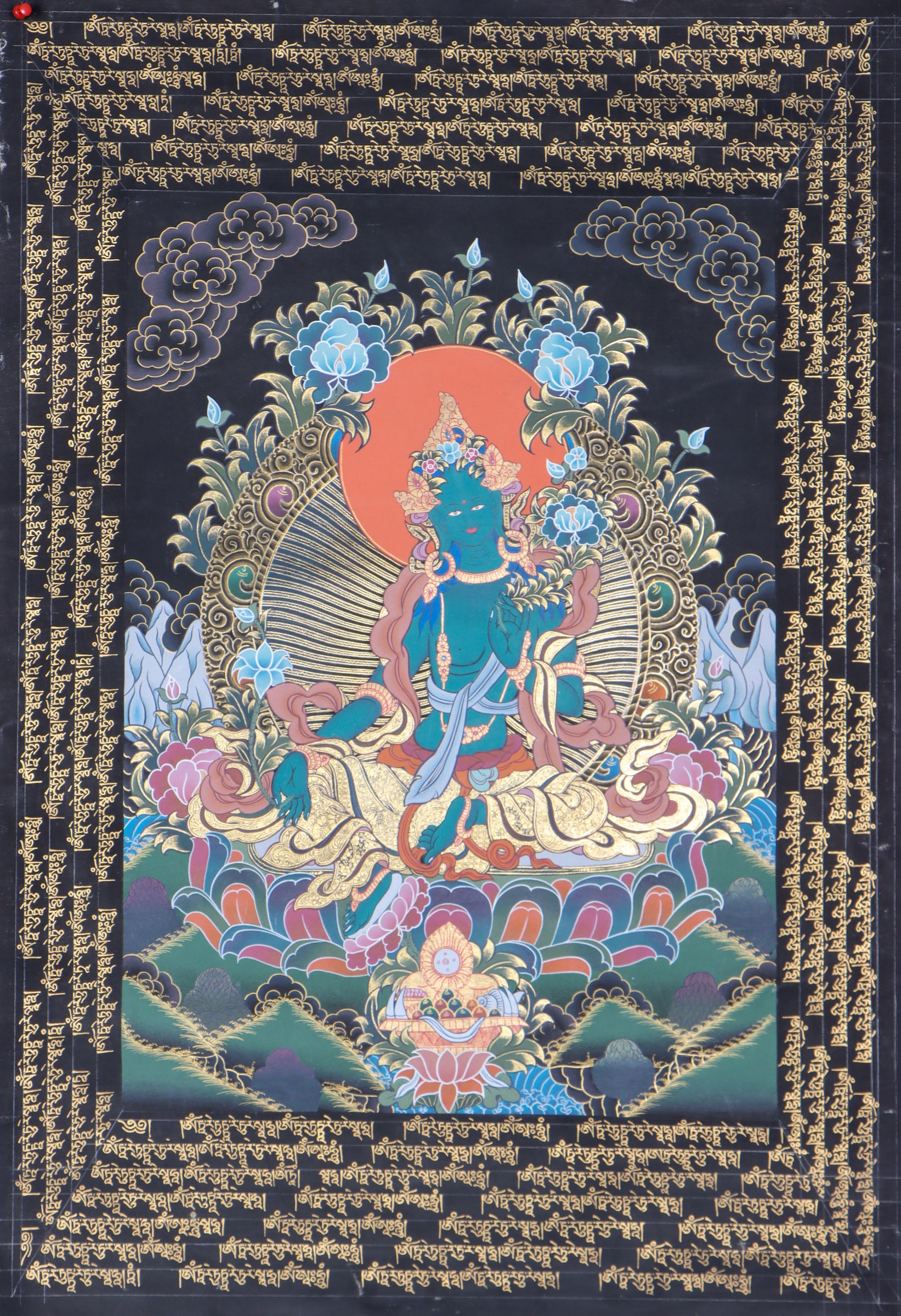 グリーンターラタンカ絵画｜チベット仏教美術｜瞑想とスピリチュアルに