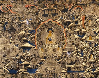 Shakyamuni Buddha Life Story Thangka Painting | Tibetan Buddhist Sacred Art, Nepal