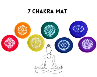 7 Chakra set Mat | Vegan Friendly yoga and Meditation accessory - Perfect for Singing Bowls | Choose your Color