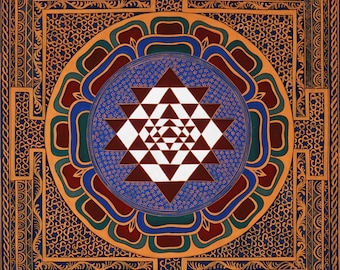 Shri Yantra Mandala Wall Art | Sacred Geometry Meditation Altar Decor (Nepal)