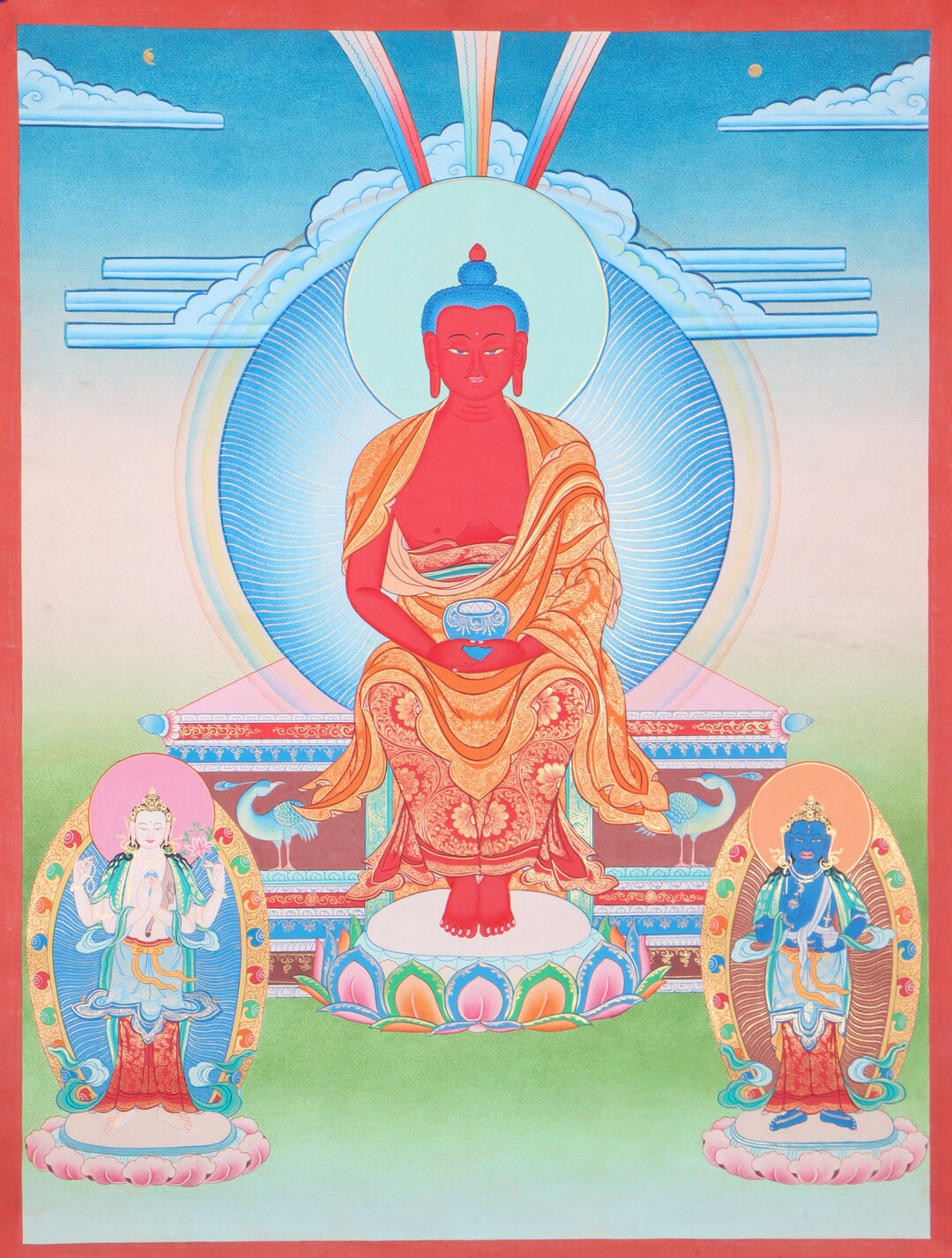 Long Life Amitabha Buddha Tibetan Thangka Painting | Best for ...
