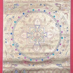 Tibetan White Tara Mandala Thangka |  Handpainted Mandala Thangka of Female Bodhisattva | Religious and Spiritual