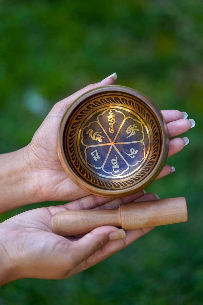 Small Size Tibetan Singing Bowl | Handcrafted Mantra Carved Singing Bowl | Perfect for Meditation