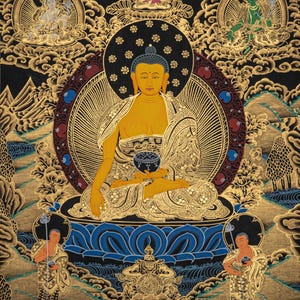 Enlightened Buddha Thangka | Hand-Painted Tibetan Thangka of Shakyamuni Buddha | Traditional Himalayan Buddhist Wall Art from Nepal