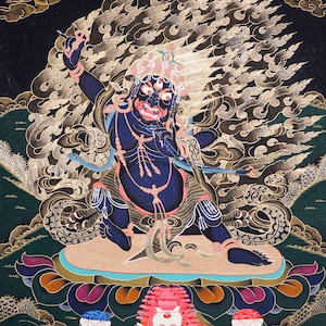 Vajrapani Thangka Painting | Authentic Tibetan Art of Wrathful Deity | Perfect for Meditation, Spirituality and Wall Hanging