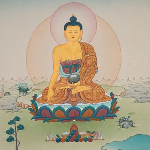 Handpainted Shakyamuni Buddha Thangka | Authentic Tibetan Buddhist Art | Spiritual Wall Decor from Nepal